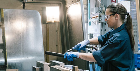 Wesgar image of employee working on sheet metal product